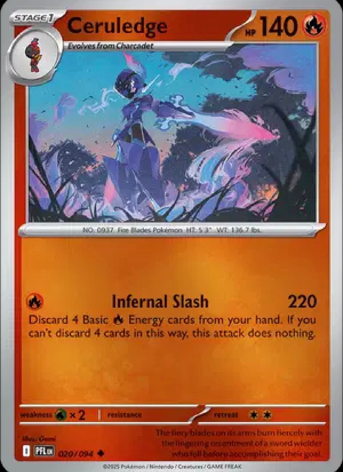 Ceruledge 020/094 – Reverse Holo – Phantasmal Flames – Pokémon TCG